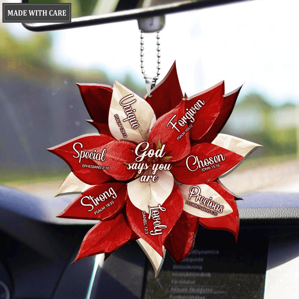 Poinsettia God Says You Are Ornament