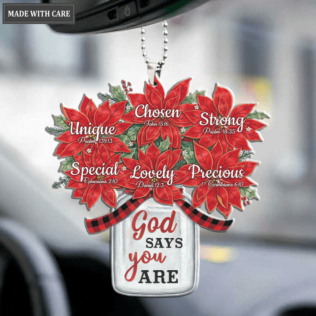 Poinsettia Jar God Says You Are Ornament