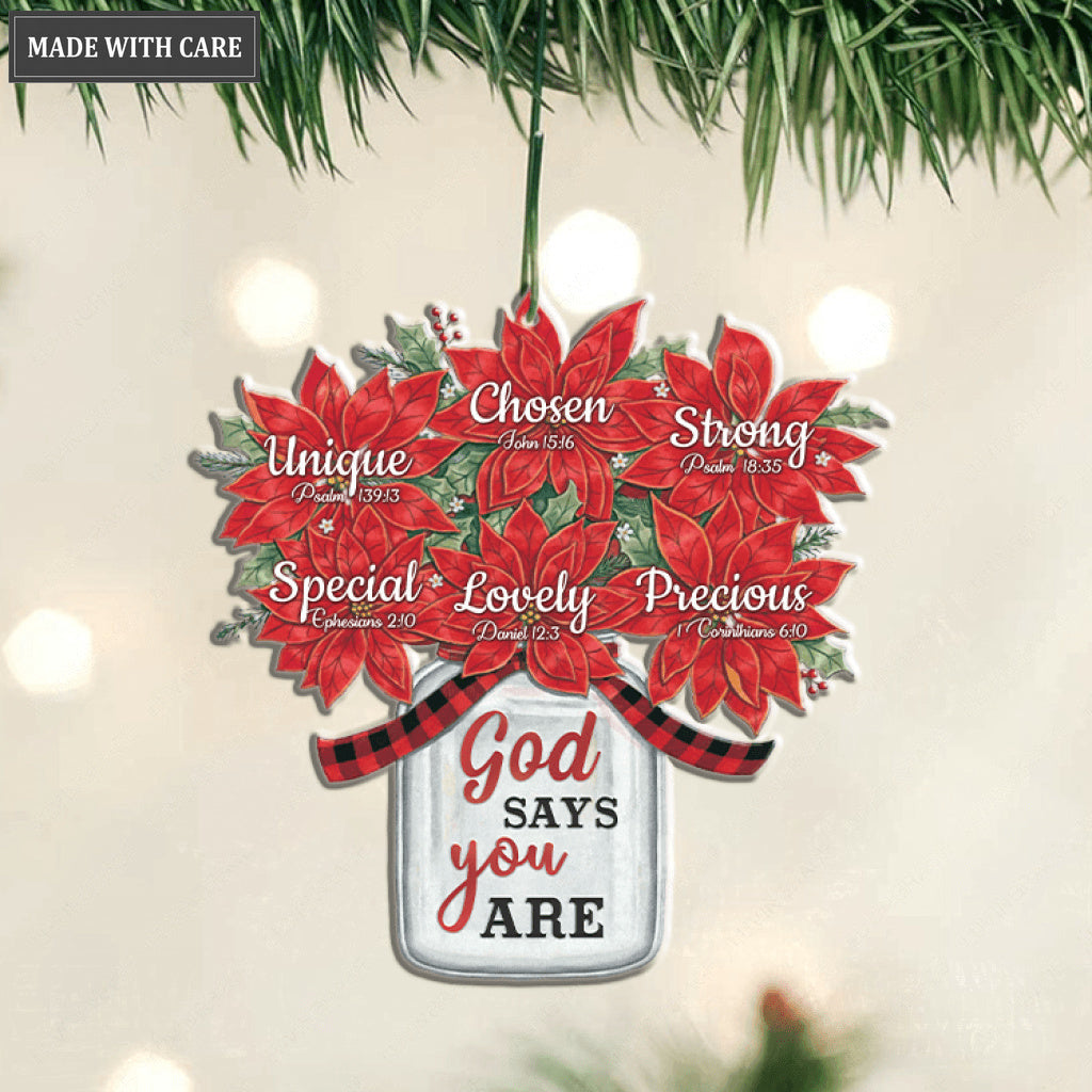 Poinsettia Jar God Says You Are Ornament