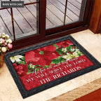 Poinsettia Welcome Christmas Floral Serve The Lord Personalized Door Mat