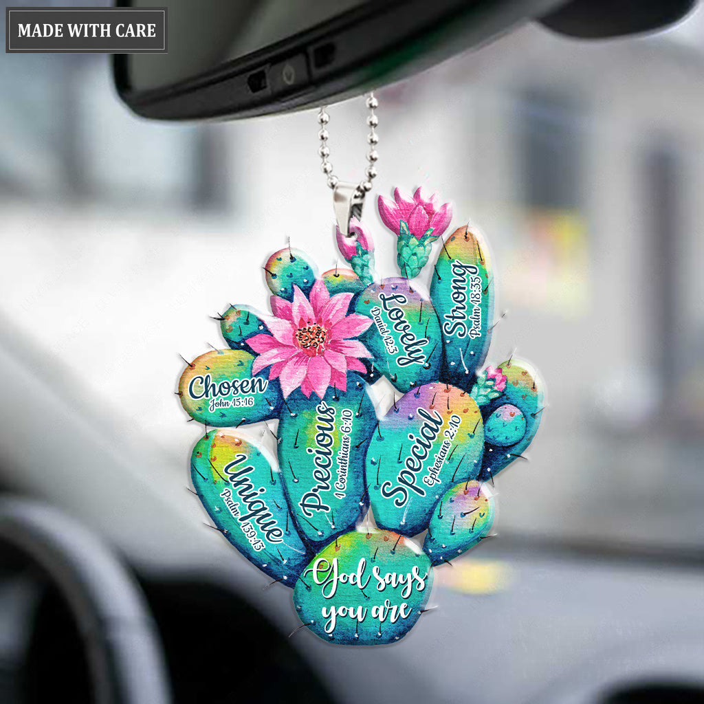 Rainbow Cactus God Says You Are Ornament