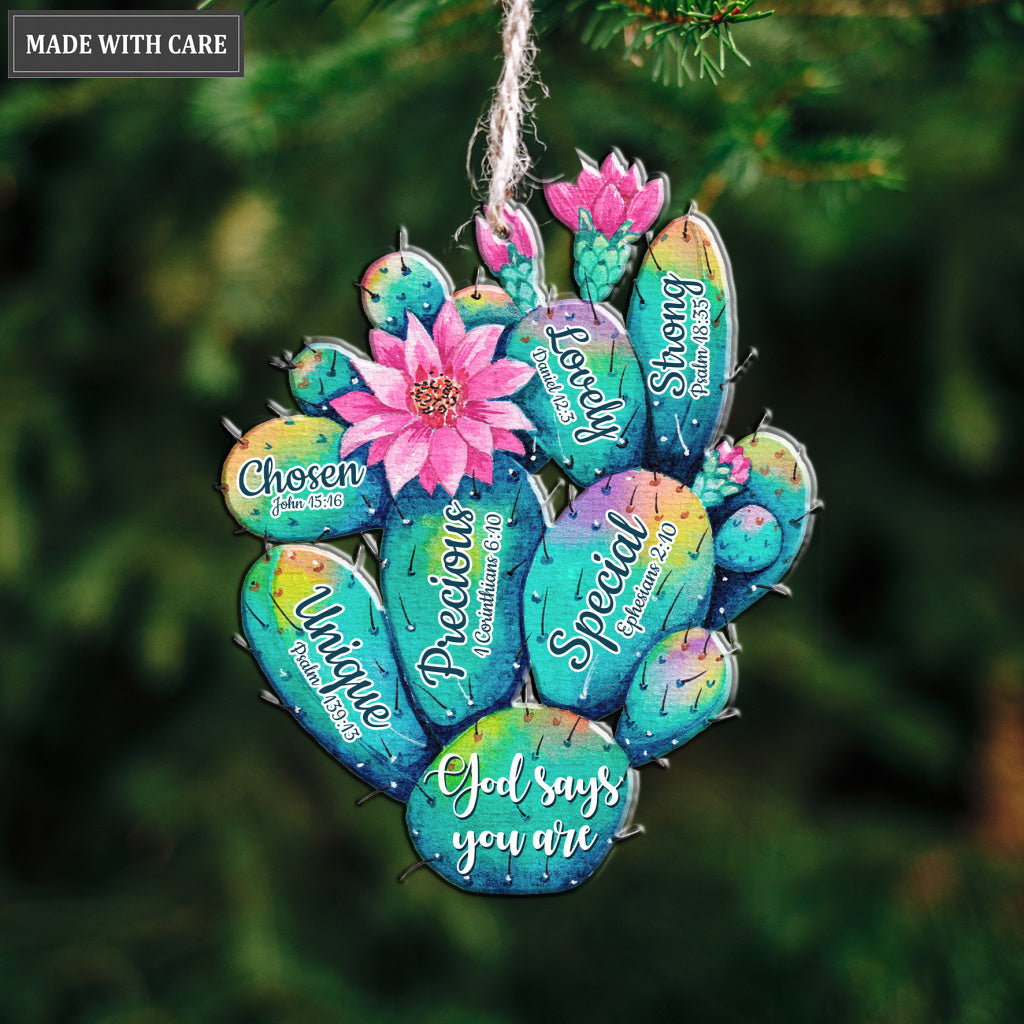 Rainbow Cactus God Says You Are Ornament