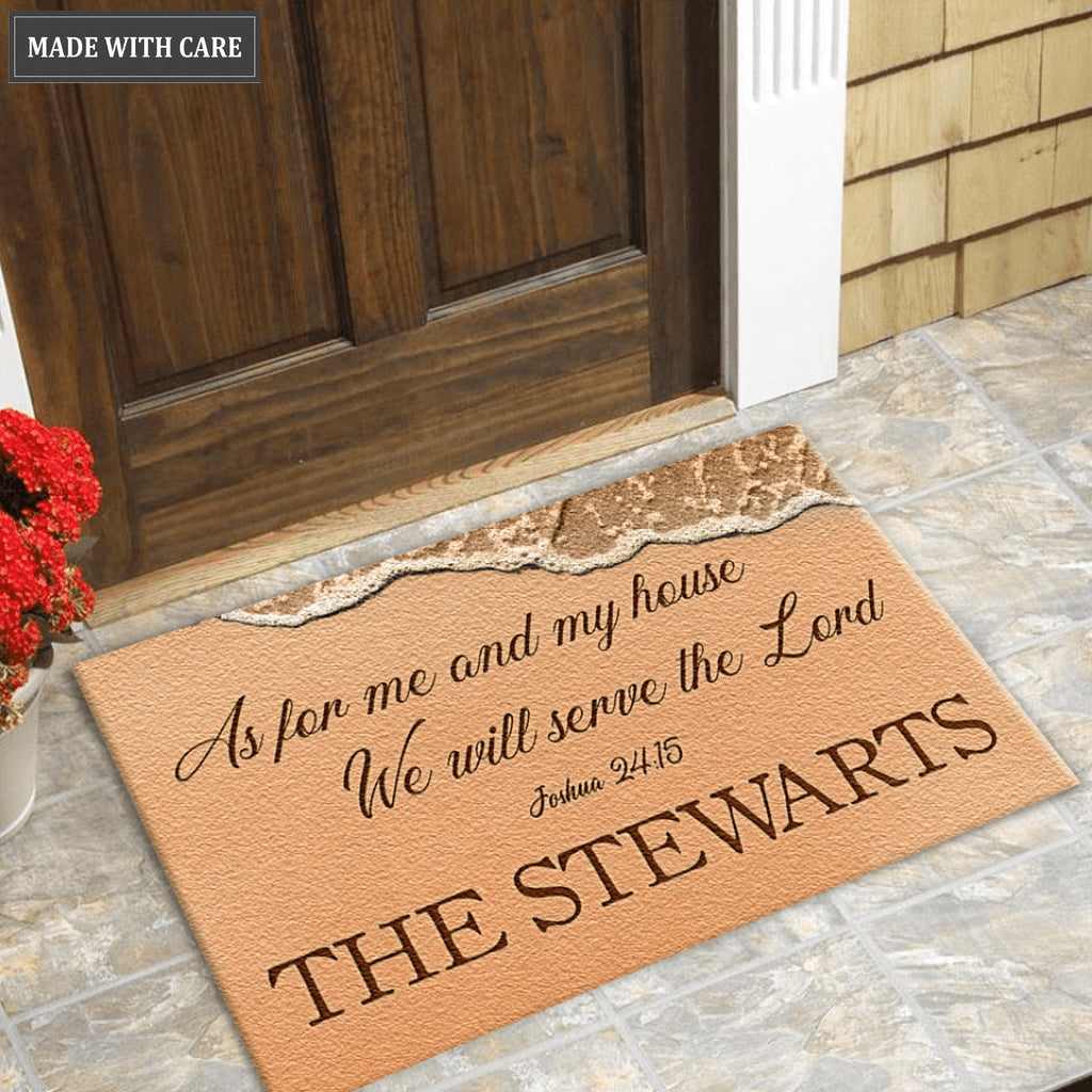 Sand Beach Serve The Lord Personalized Door Mat