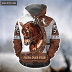 Faith Over Fear Premium Horse Over Printed Hoodie