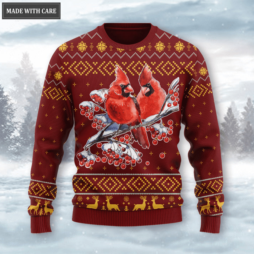 Christmas Cardinal Wool Knitted Pattern I Will Always Be With You Ugly Sweater
