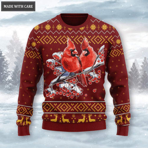 Christmas Cardinal Wool Knitted Pattern I Will Always Be With You Ugly Sweater