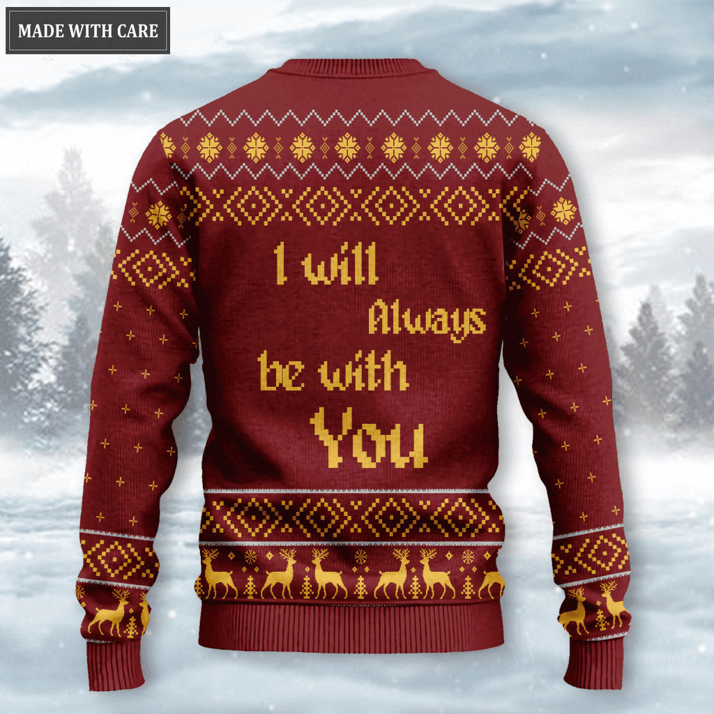 Christmas Cardinal Wool Knitted Pattern I Will Always Be With You Ugly Sweater