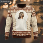 Elegant Vintage Christian Wool Knitted Christmas Pattern Ugly Sweater