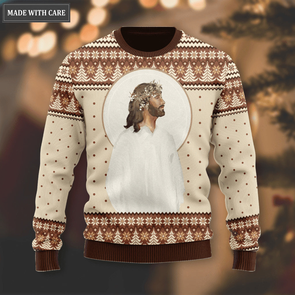 Elegant Vintage Christian Wool Knitted Christmas Pattern Ugly Sweater