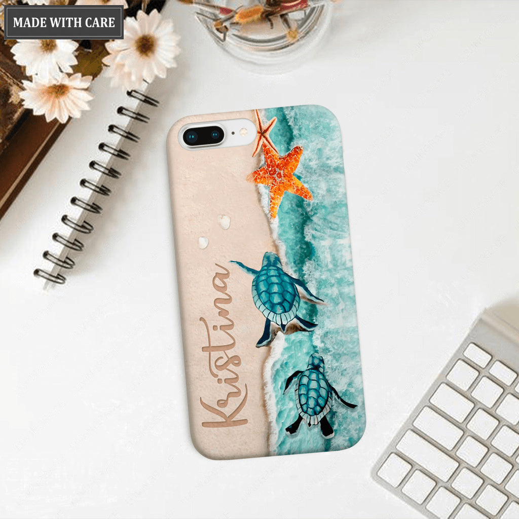 Personalized Turtle On The Beach Be Still Phone Case