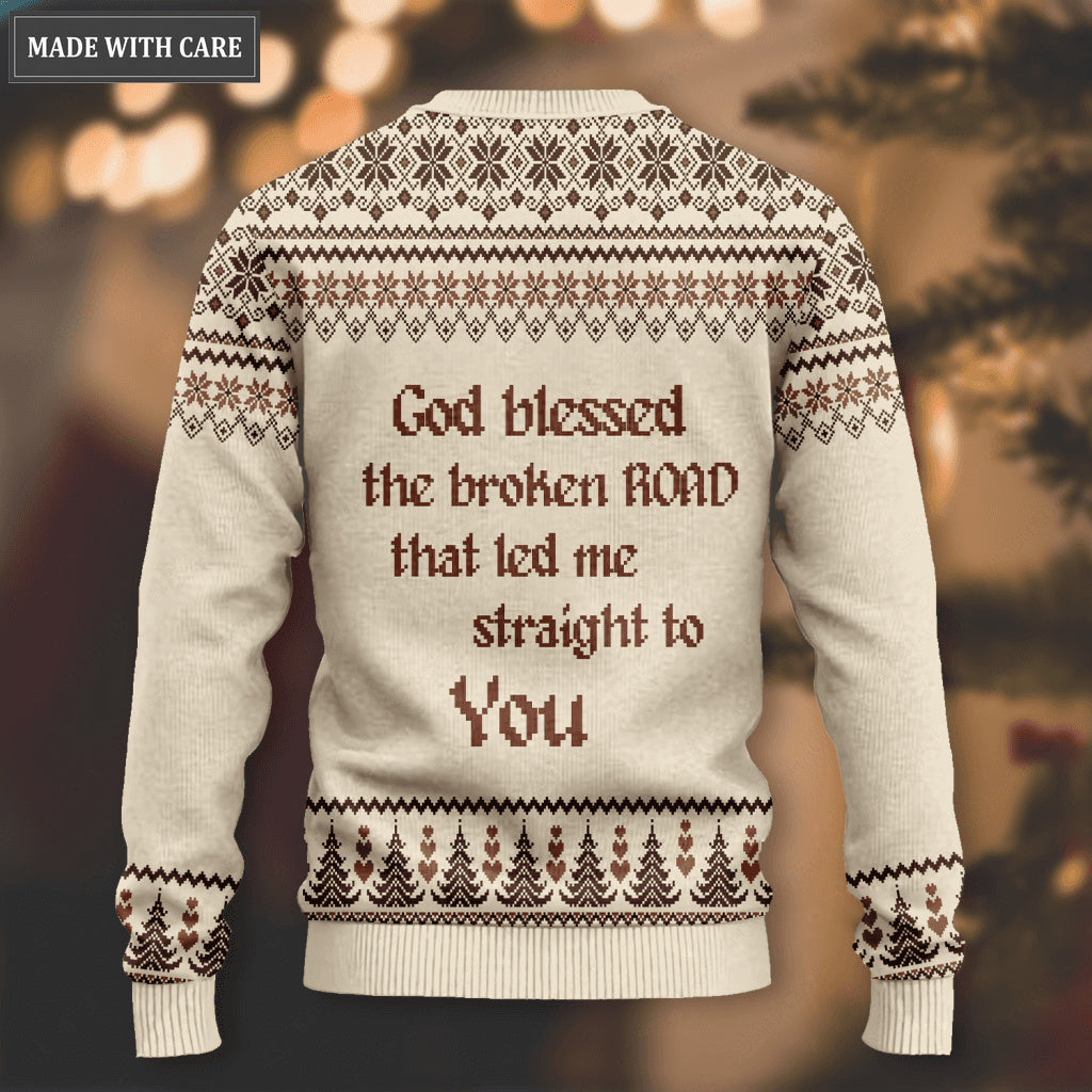 Love Horse Wool Knitted Christmas Pattern God Blessed Ugly Sweater