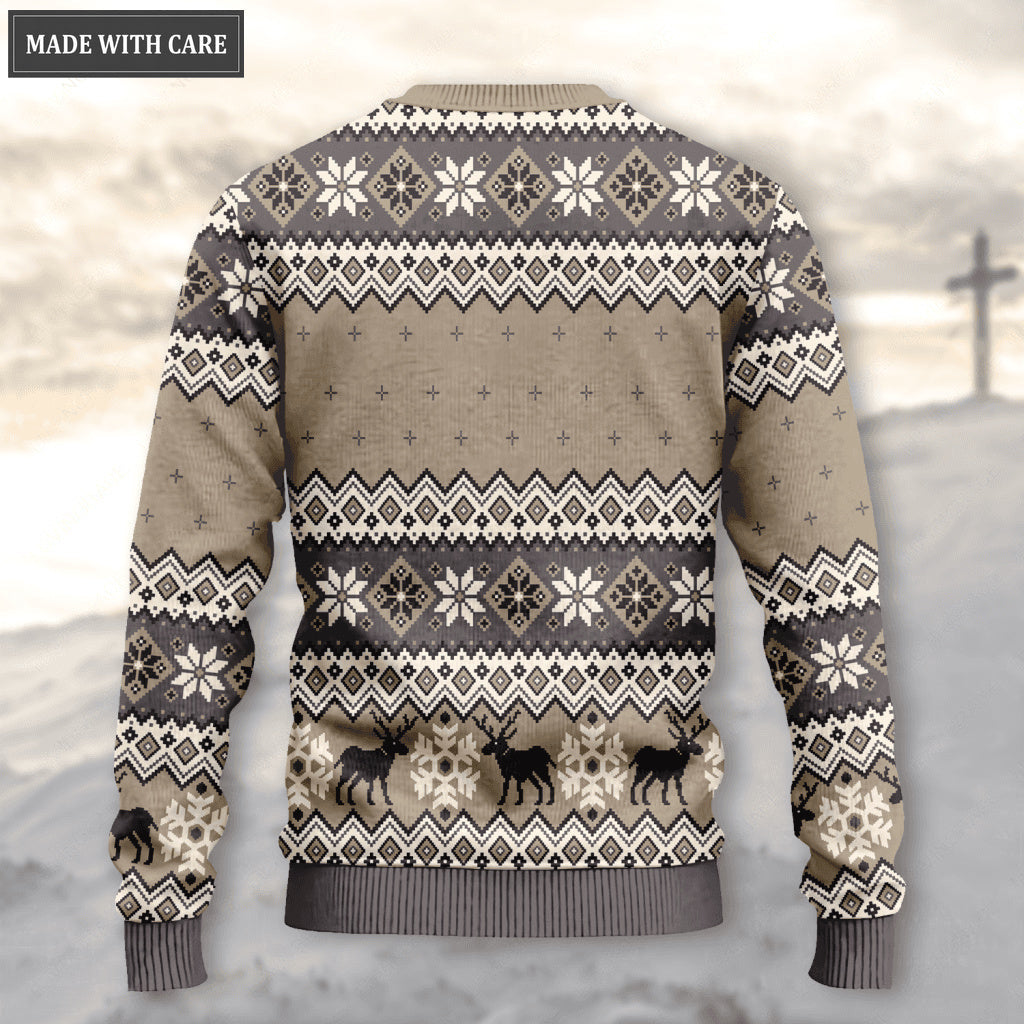 Vintage Christian God Wool Knitted Christmas Pattern Ugly Sweater