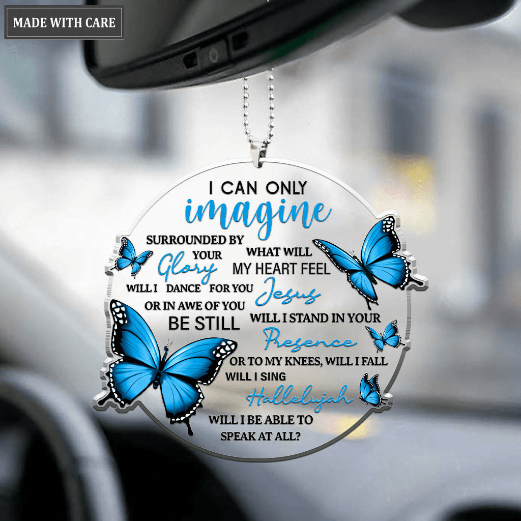 Blue Butterflies Surrounded By Glory Round Ornament