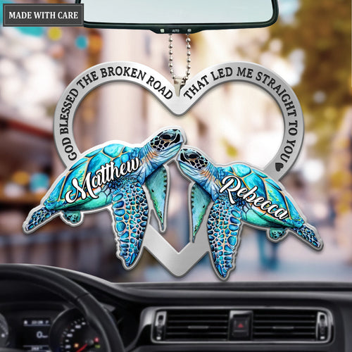 Couple Turtle God Blessed Personalized Ornament