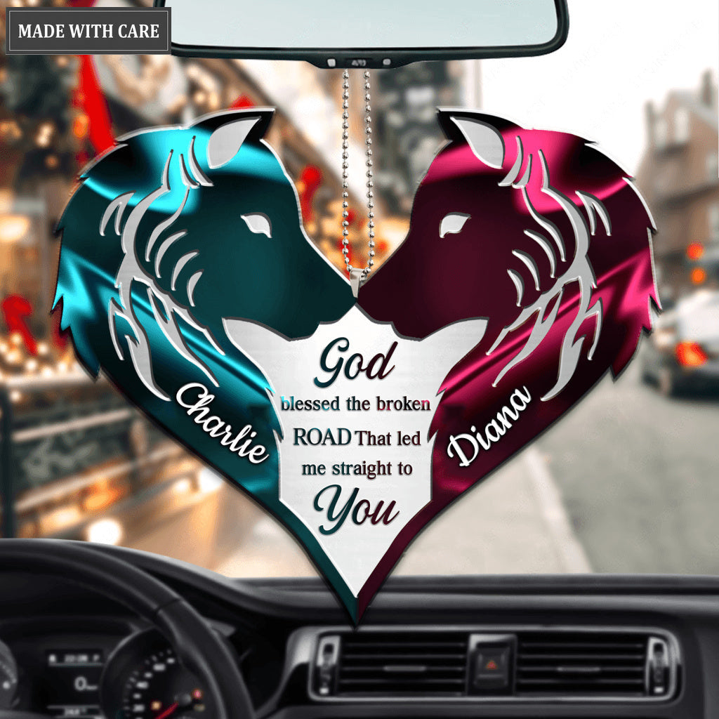 Couple Wolf Two Colors God Blessed Personalized Ornament