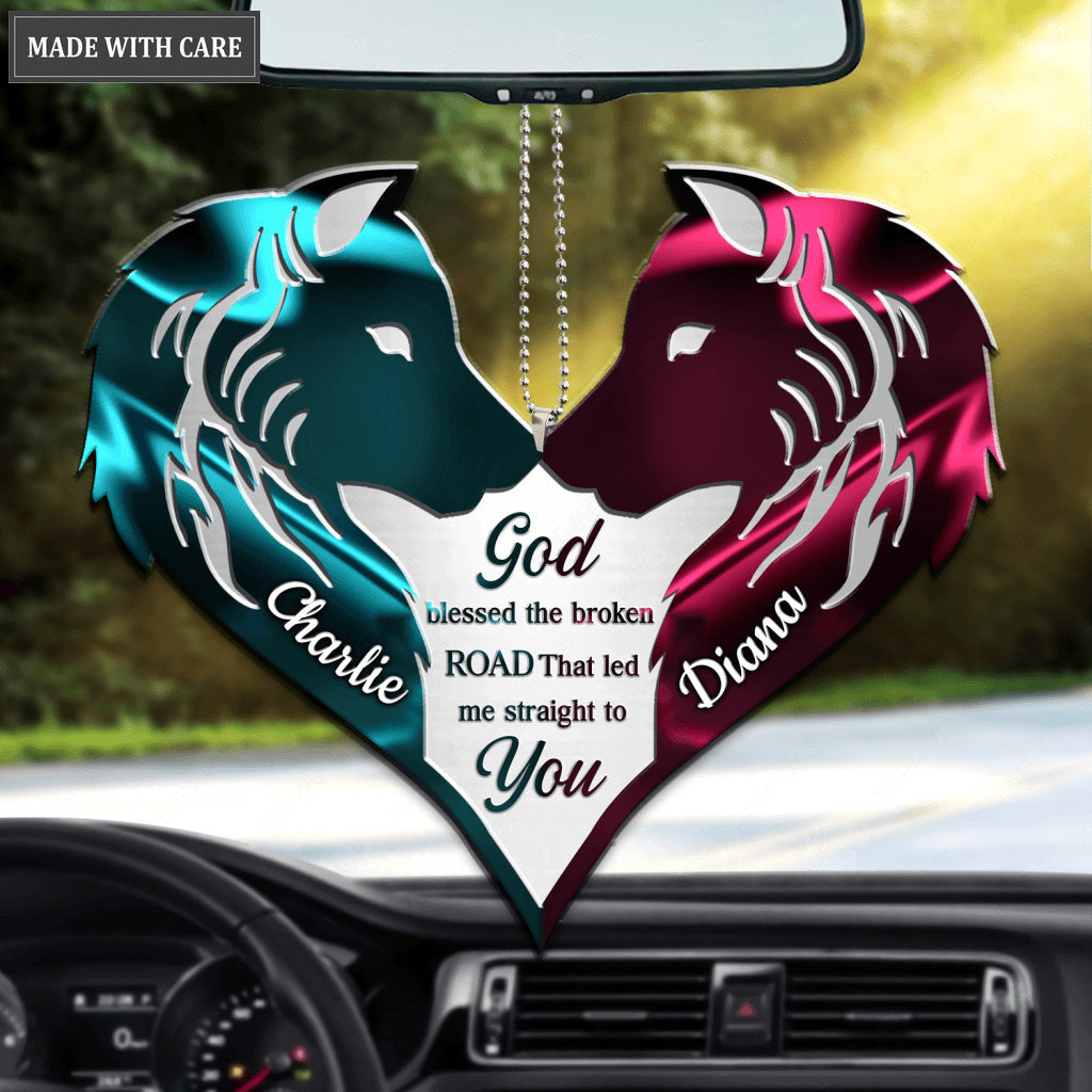 Couple Wolf Two Colors God Blessed Personalized Ornament