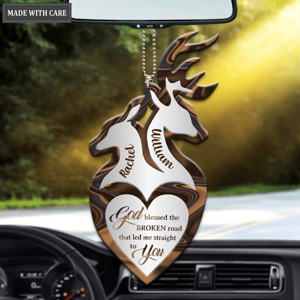 Deers With Heart God Blessed Personalized Ornament