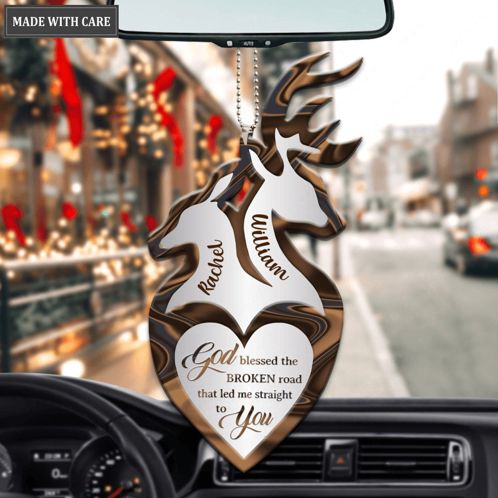 Deers With Heart God Blessed Personalized Ornament