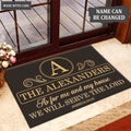 Printfamily L197 Vintage Monogram Collection As For My House Personalized Doormat