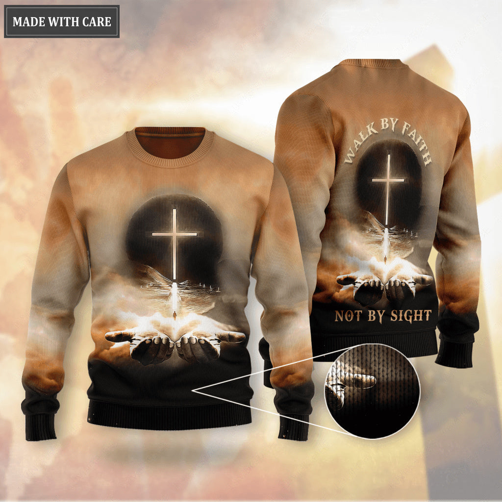 Cross Jesus Hand Walk By Faith Not By Sight Wool Sweatshirt