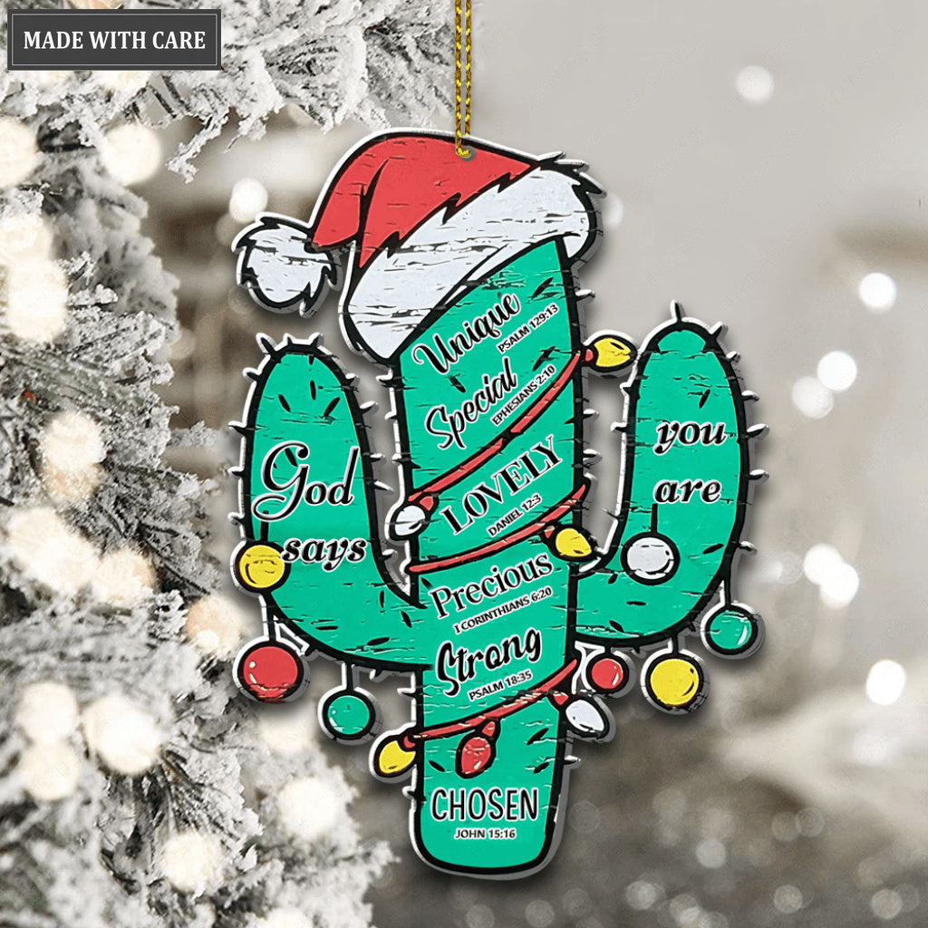 Christmas Cactus God Says You Are Ornament