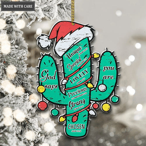 Christmas Cactus God Says You Are Ornament