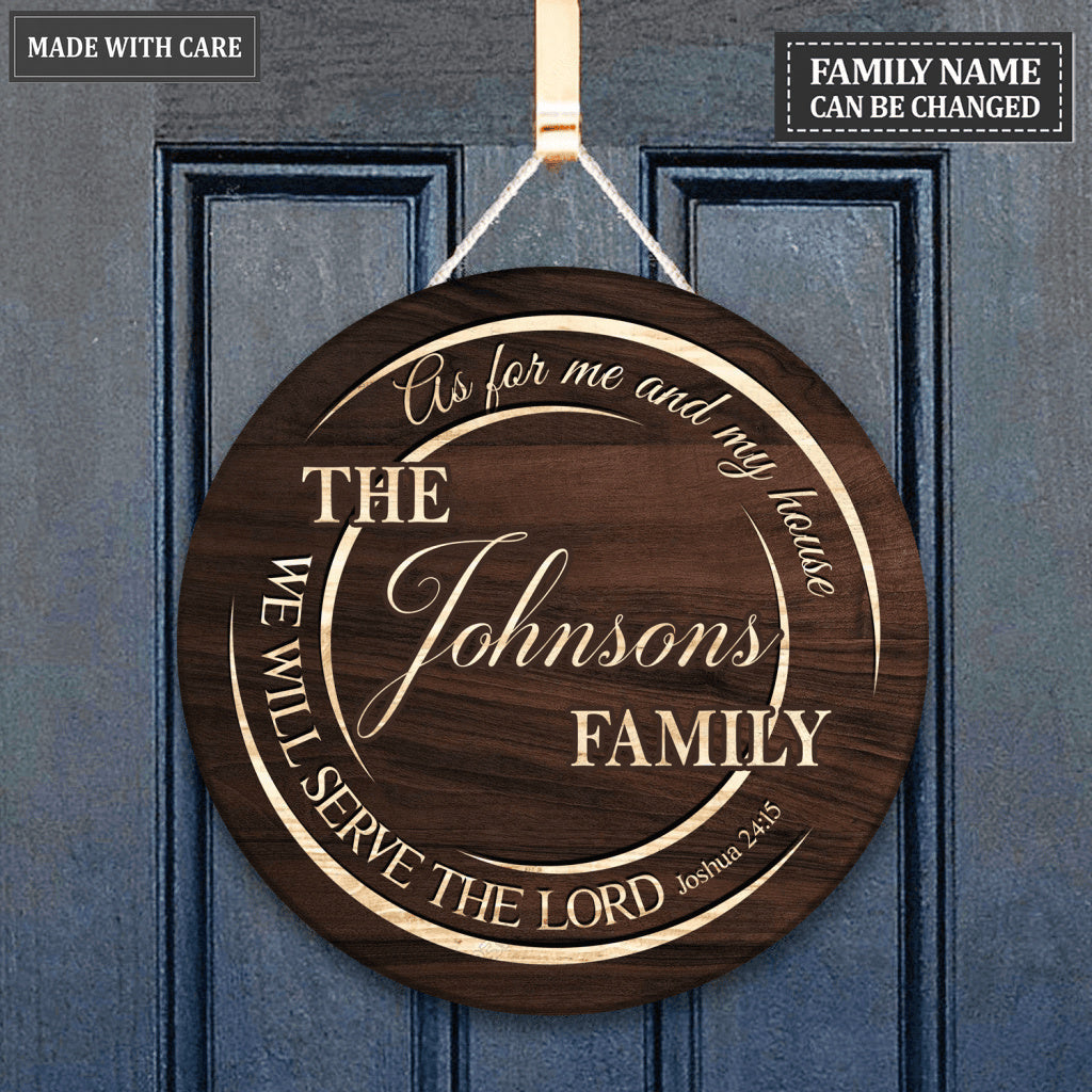 New Personalized Family Serve The Lord Circle Sign