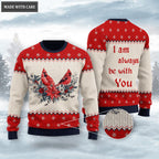 Christmas Snow Cardinal Wool Knitted Pattern I Am Always Be With You Ugly Sweater