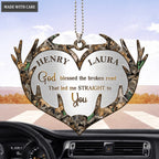 Camo Heart Antler Couple God Blessed Personalized Ornament