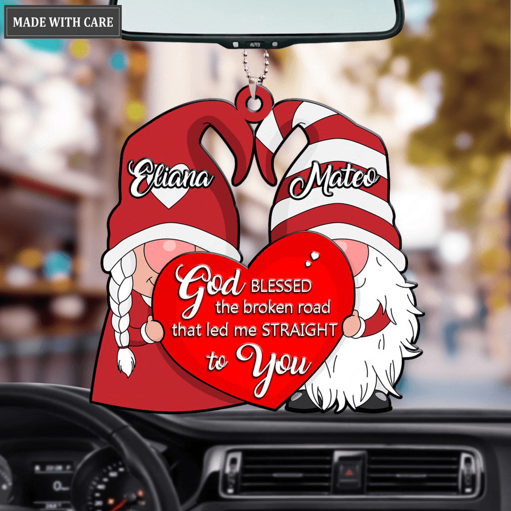 Gnome Couple Big Heart God Blessed Personalized Ornament