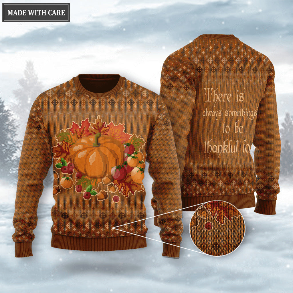 Thanksgiving Pumpkin Maple Wool Knitted Pattern There Is Always Ugly Sweater