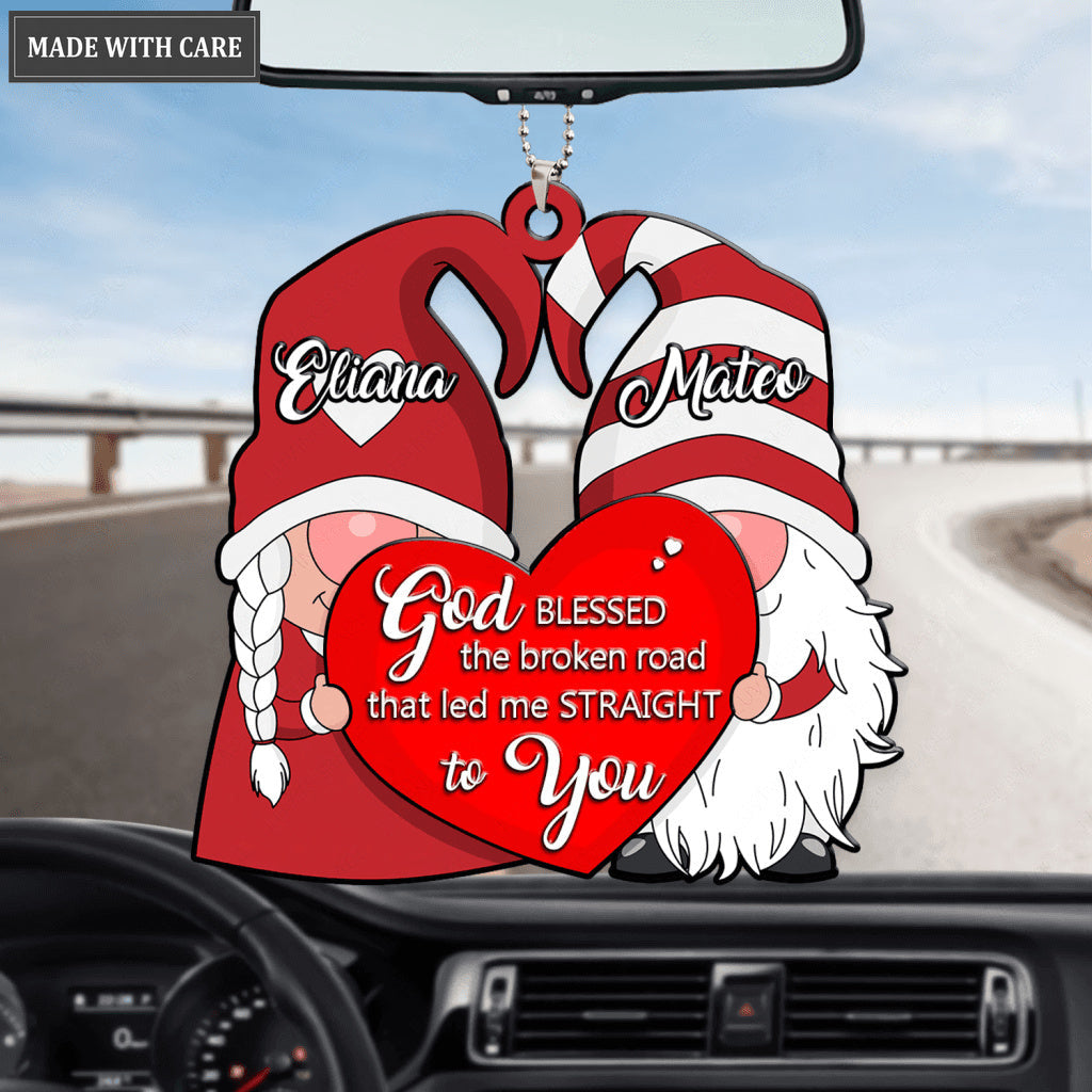 Gnome Couple Big Heart God Blessed Personalized Ornament