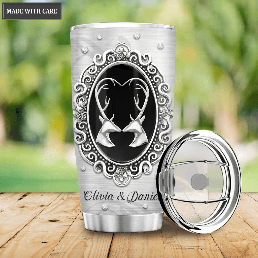 God Blessed Deer Couple Personalized Tumbler