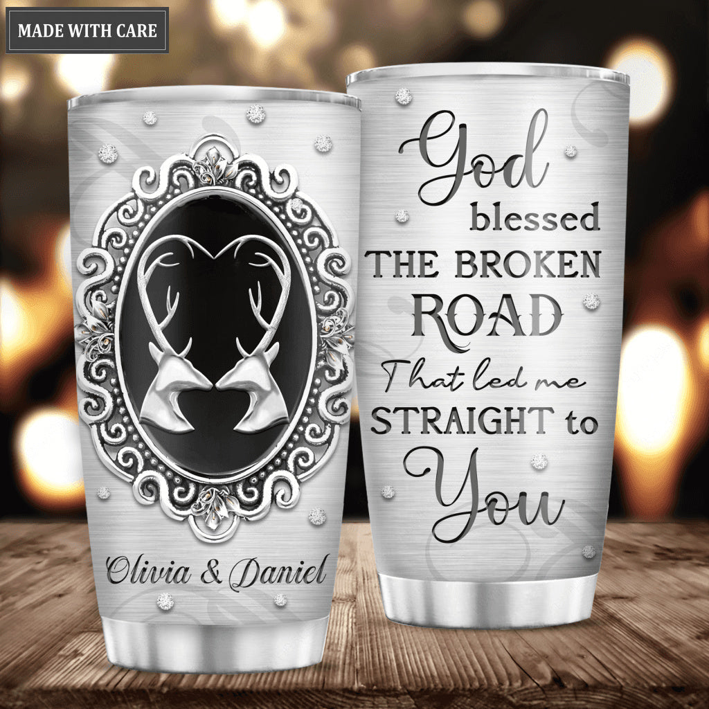 God Blessed Deer Couple Personalized Tumbler
