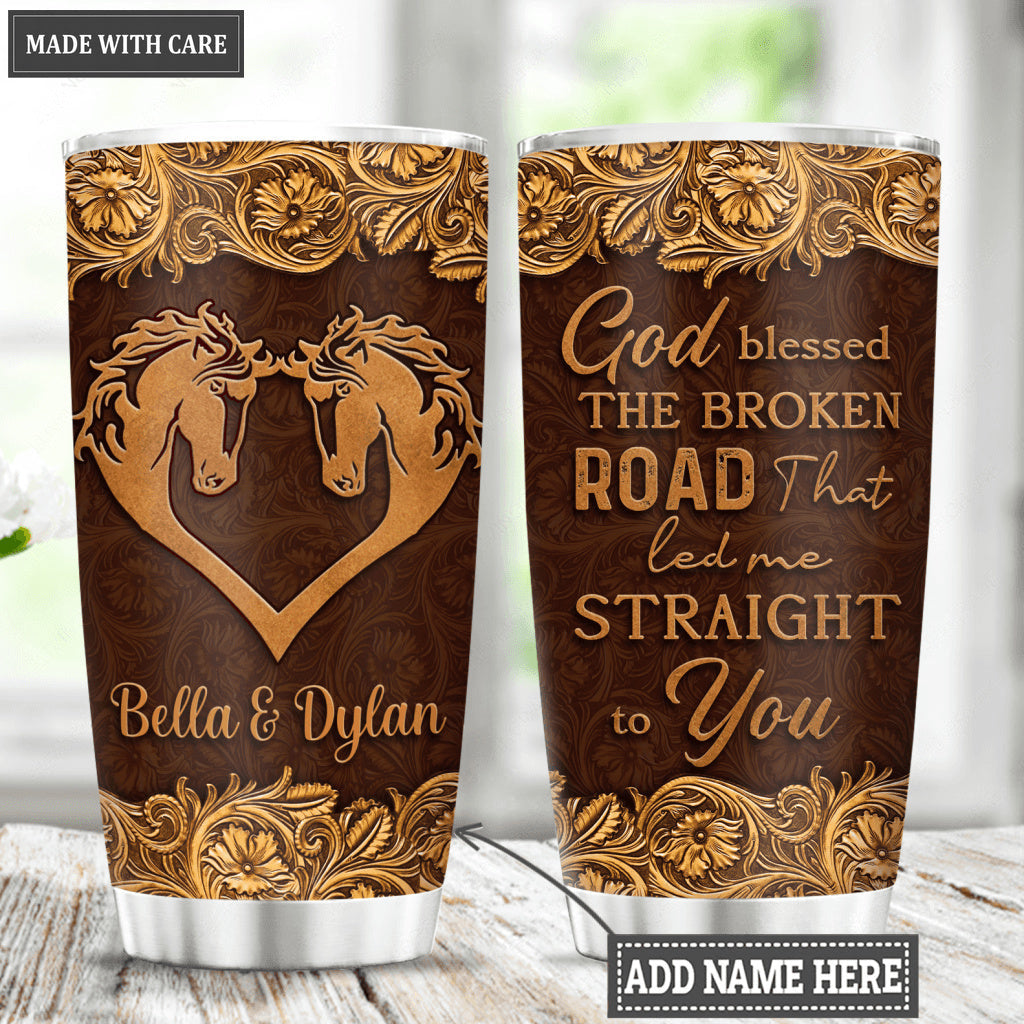 Personalized Horse Couple God Blessed Tumbler