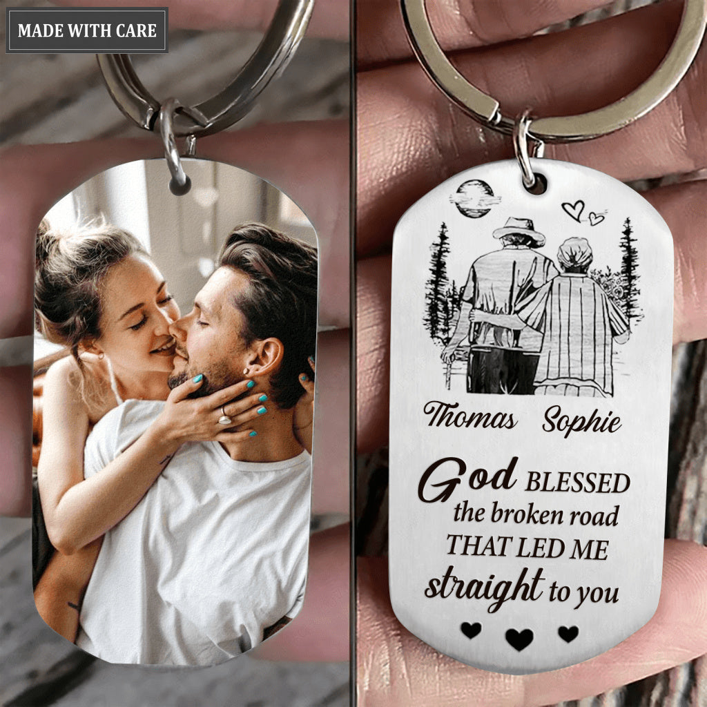 Personalized Old Couple Stainless Steel Keychain