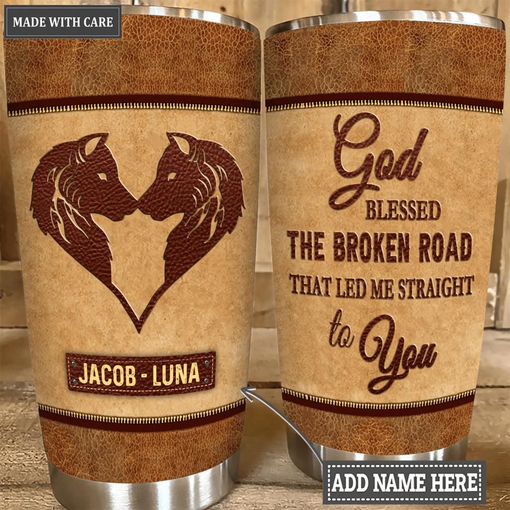 Personalized Wolf Couple God Blessed Tumbler