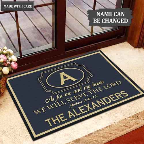 Baxter Monogrammed Serve The Lord Personalized Door Mat