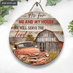 Personalized Serve The Lord Truck Wood Circle Sign