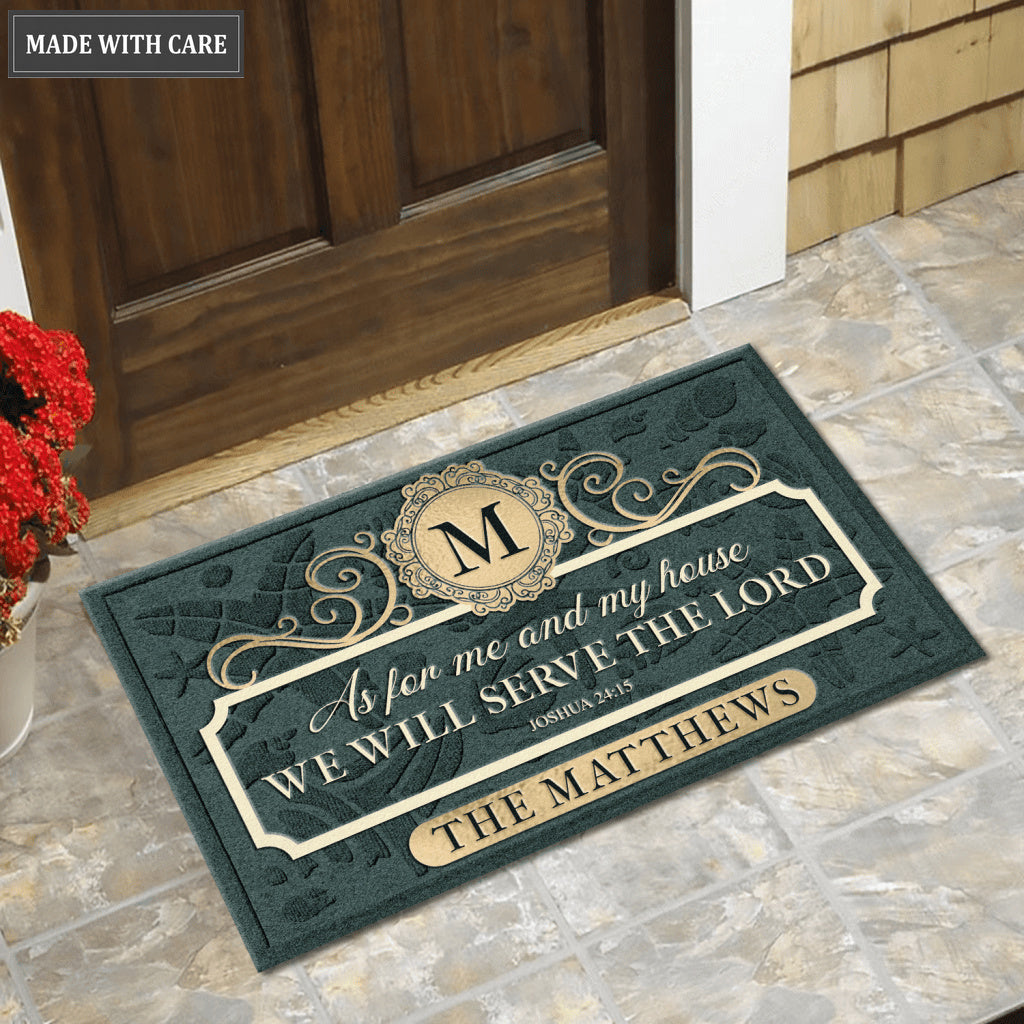 Color Elegance Family Home Serve The Lord Personalized Doormat
