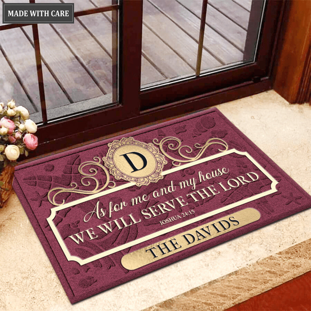Color Elegance Family Home Serve The Lord Personalized Doormat