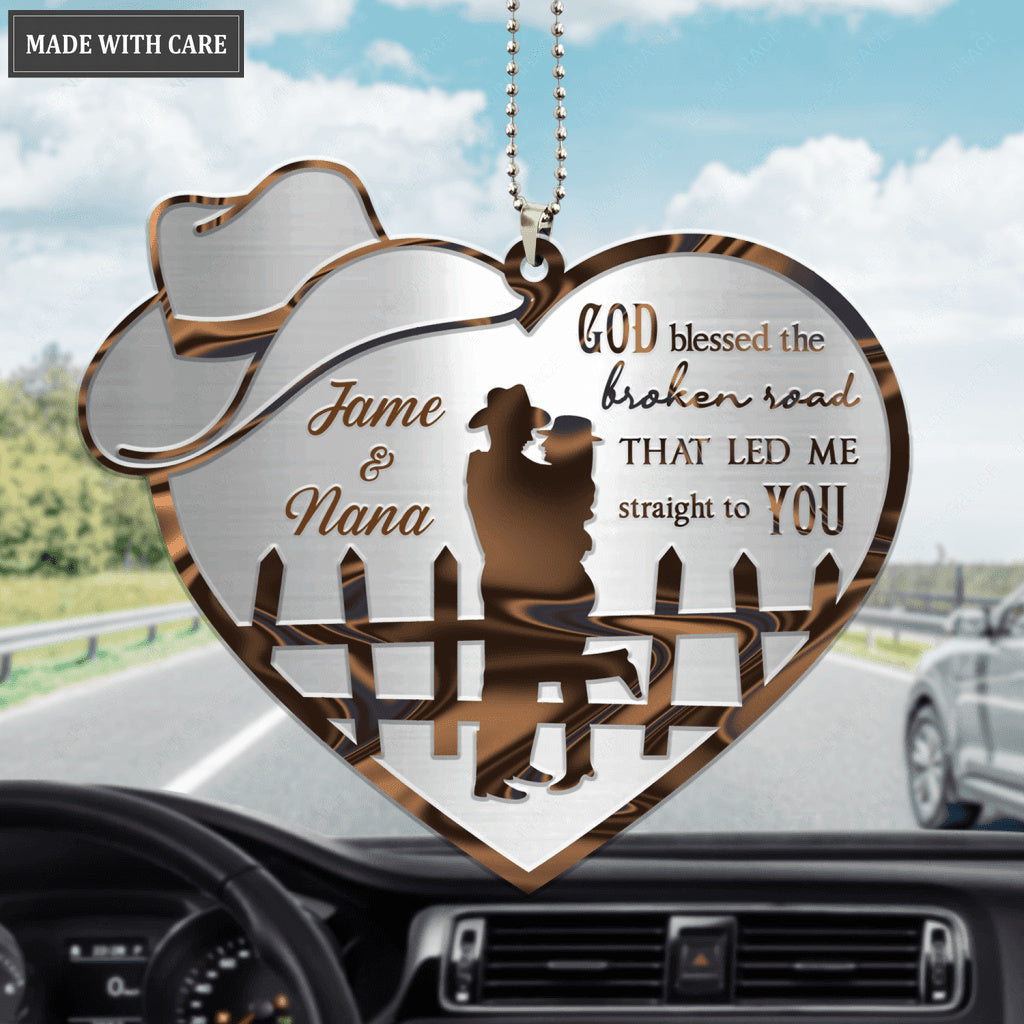 Couple Cowboy And Cowgirl God Blessed Personalized Ornament