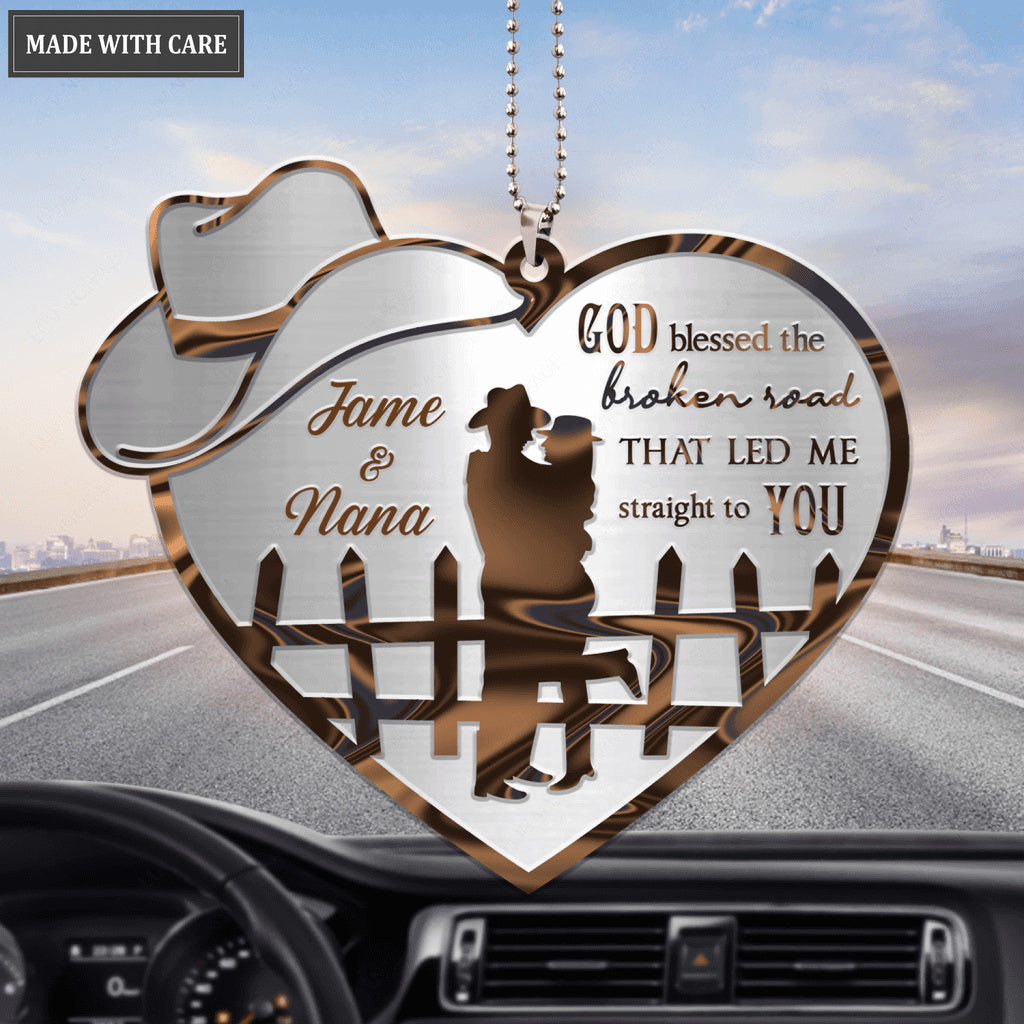 Couple Cowboy And Cowgirl God Blessed Personalized Ornament