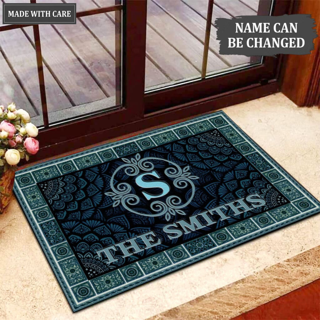 Luvingrace M24 Elegant Monogram Collection Family Name Personalized Doormat