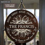 Customized Sunflower Serve The Lord Circle Sign Full Name of The Family