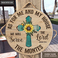 Personalized Rustic Cross With Sunflower Serve The Lord Circle Sign