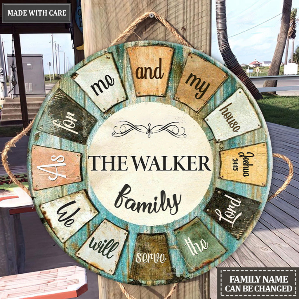 Personalized Serve The Lord Round Rustic Circle Sign