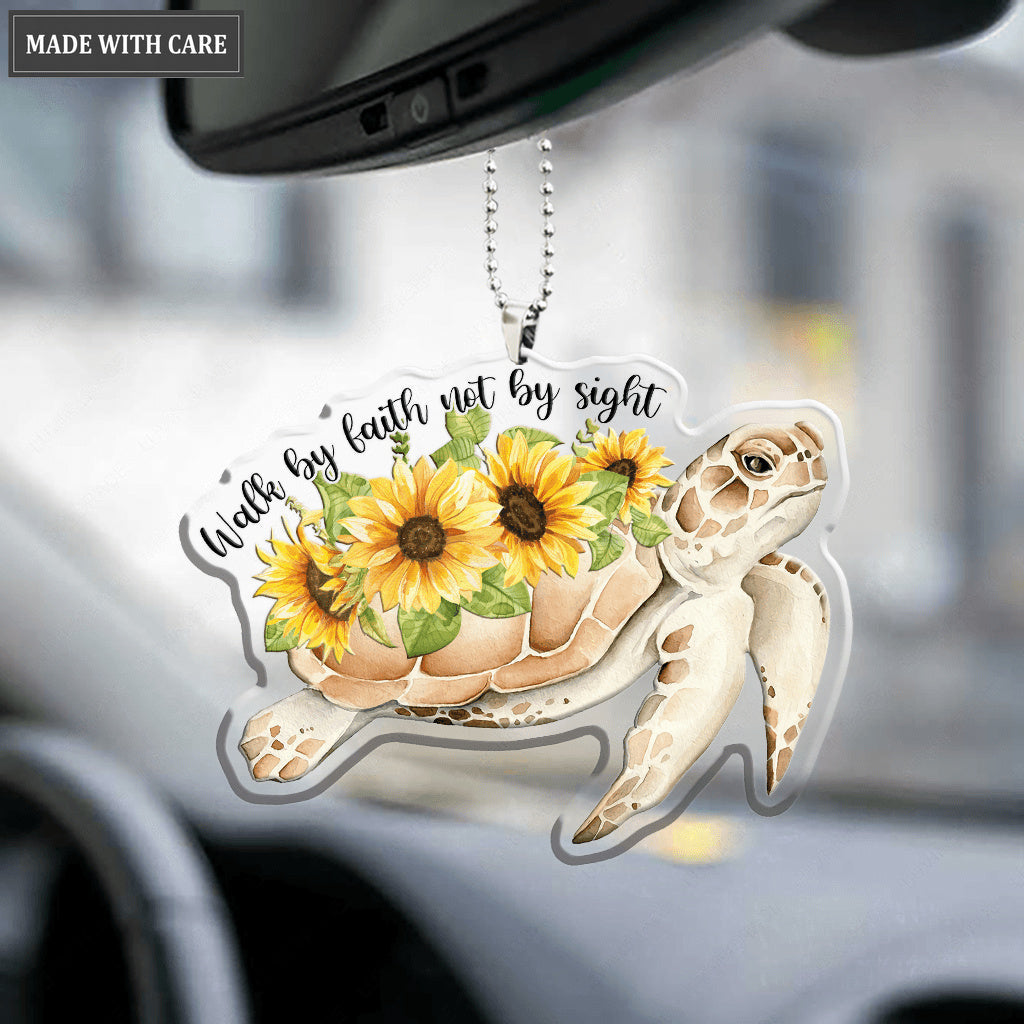Sunflower Turtle Walk By Faith Ornament