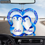 Penguins In Love God Blessed Personalized Couple Ornament