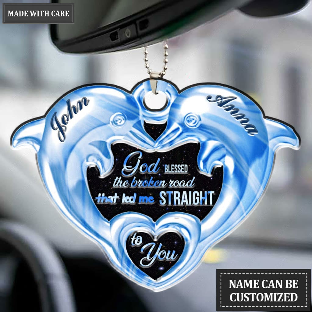 Lunvingrace M10 Dolphin Couple God Blessed Personalized Ornament